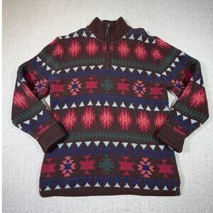 T.P. Saddle Blanket/Trading Women S Brown Southwest Western 1/4 Zip Sweater